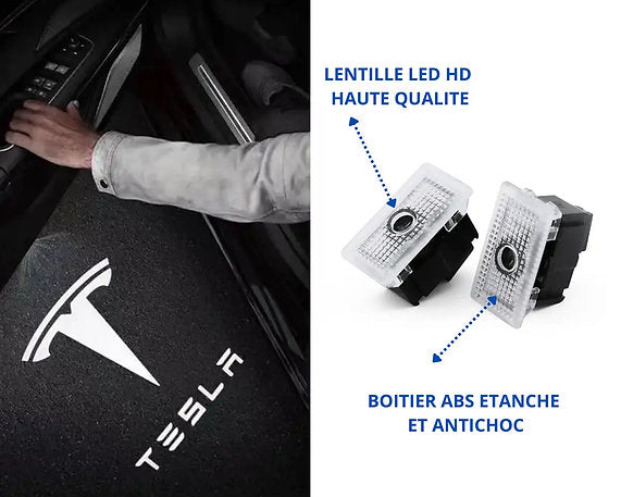 Projecteur de logo TESLA à lumière LED pour portière Model 3/Y/S/X (4pcs)