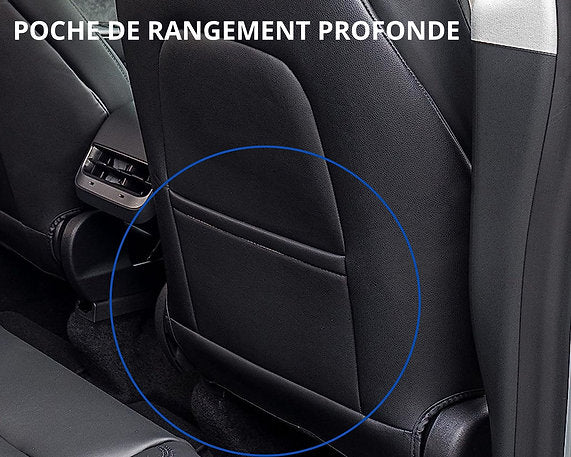 Lot de 2 housses en cuir de protection dossier de siège avant TESLA model Y et 3