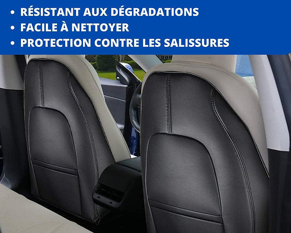 Lot de 2 housses en cuir de protection dossier de siège avant TESLA model Y et 3