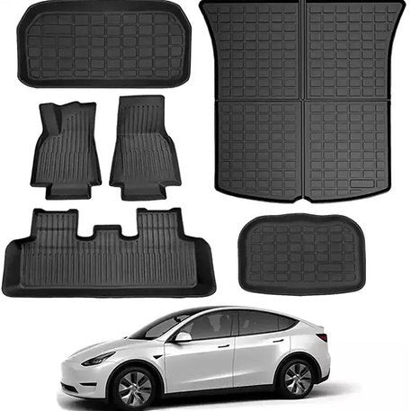 Set of 6 3D protective floor mats for Tesla model Y interior