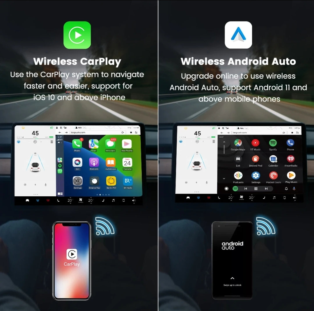 Adaptateur Carplay sans Fil pour Tesla Model 3, Y, S, X, CarPlay sans Fil pour iPhone & Android, Adaptateur CarPlay Wireless Convertir Filaire en Wireless CarPlay