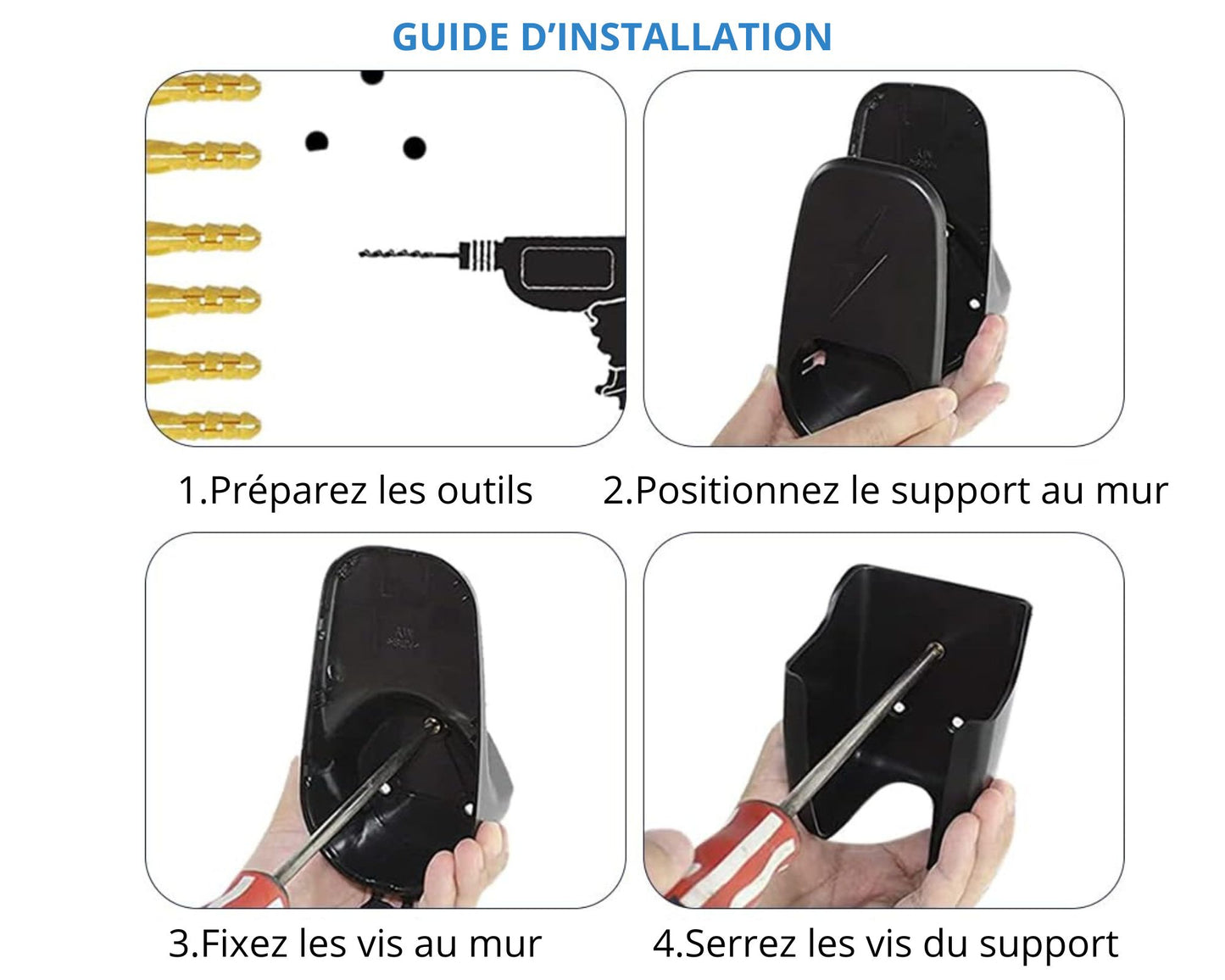 Support mural pour câble de charge Tesla model 3/S/Y/X et protection pluie OFFERTE