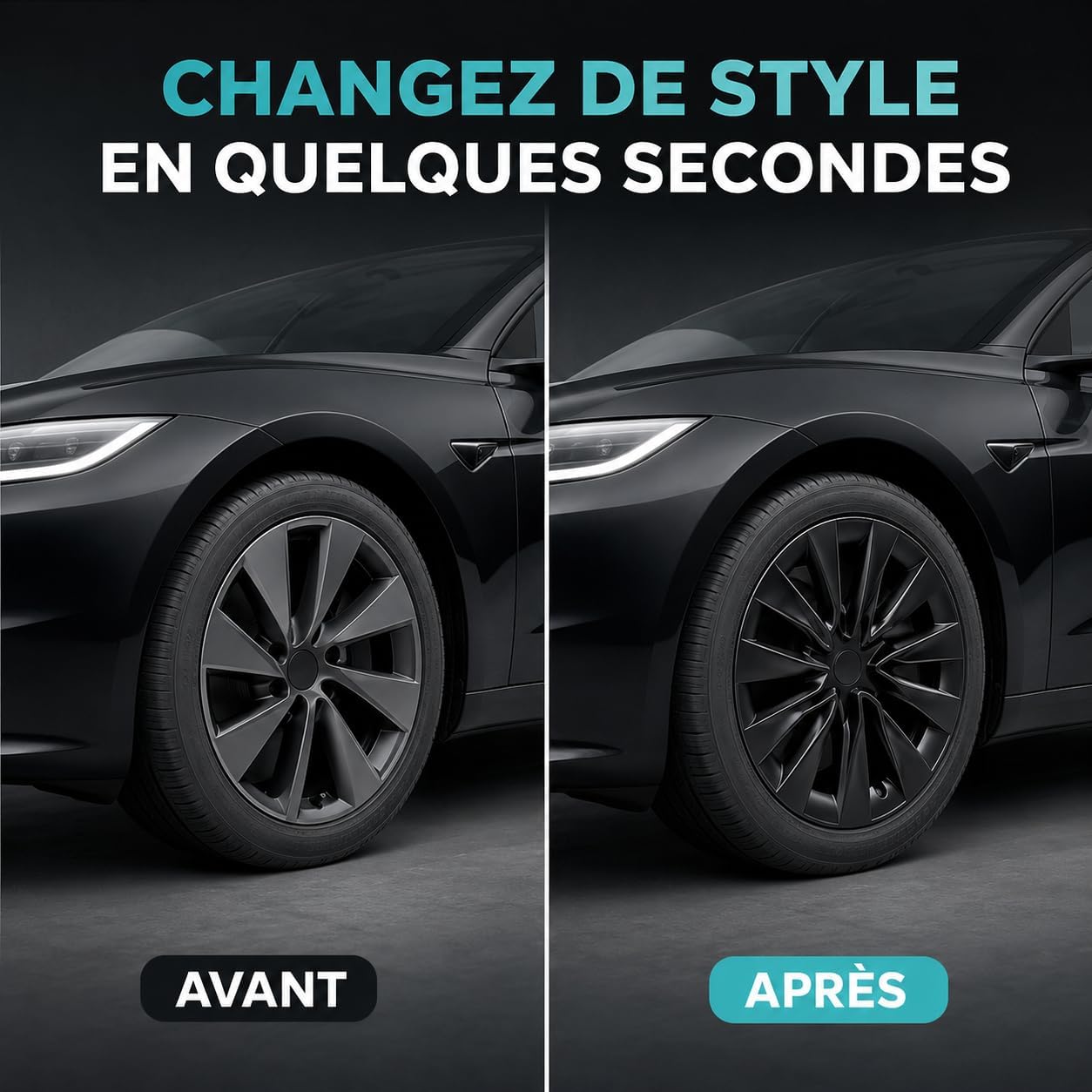 Lot de 4 Enjoliveurs 18 Pouces pour Tesla Model 3 Highland Premium 2023-2025 — Cache-Roues ABS