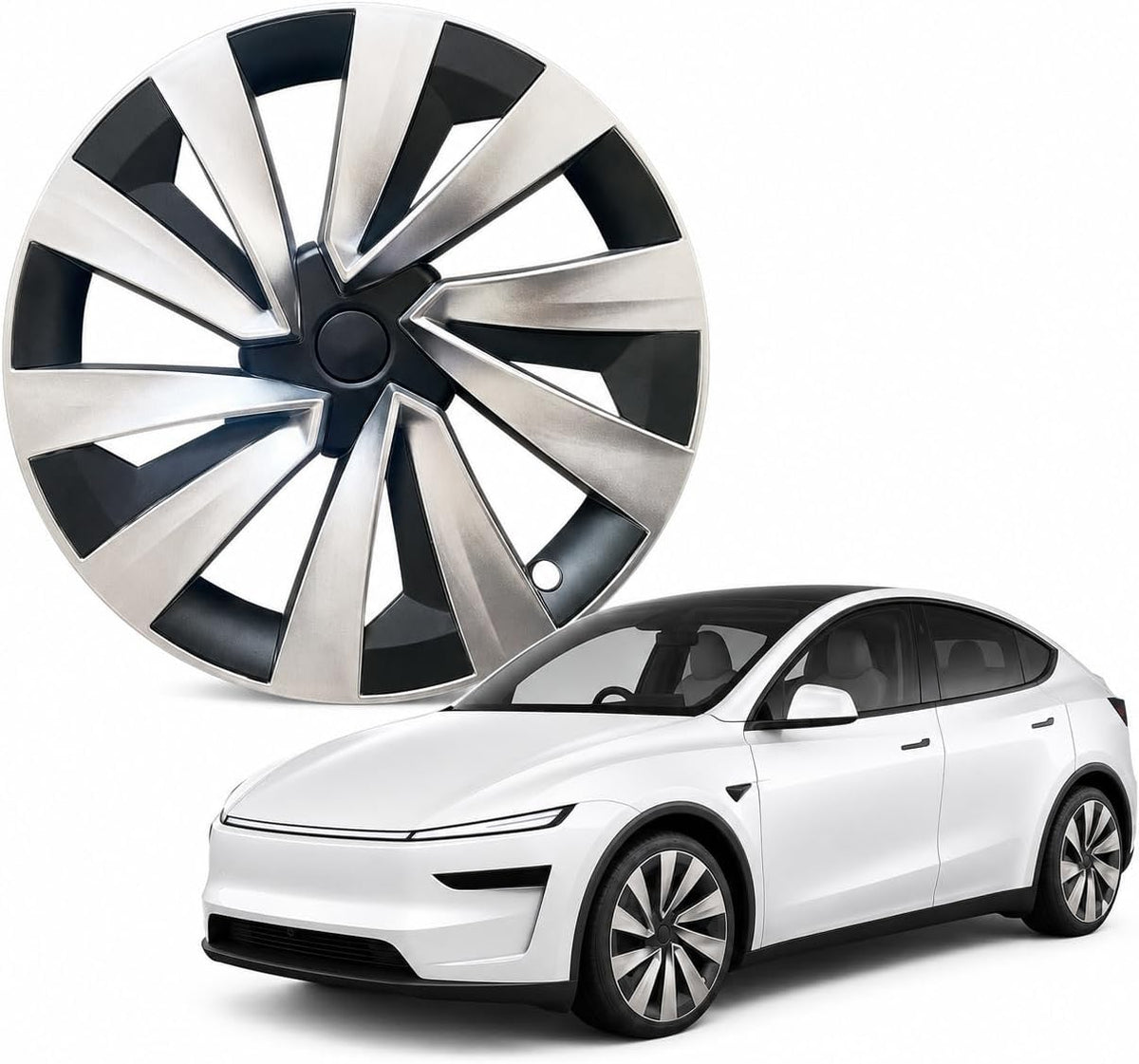 Enjoliveurs 19 pouces Tesla Model Y Juniper - Style 5 bicolore argent et noir