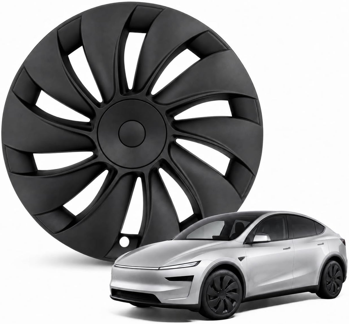 Enjoliveurs 19 pouces Tesla Model Y Juniper - Style 4 noir mat turbine