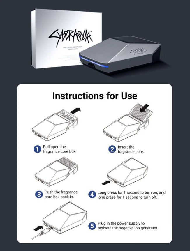 Cybrarome, Désodorisant voiture & Purificateur d'air compatible Tesla et tout autre véhicule, Style Cybertruck, Diffuseur longue durée avec 3 parfums naturel