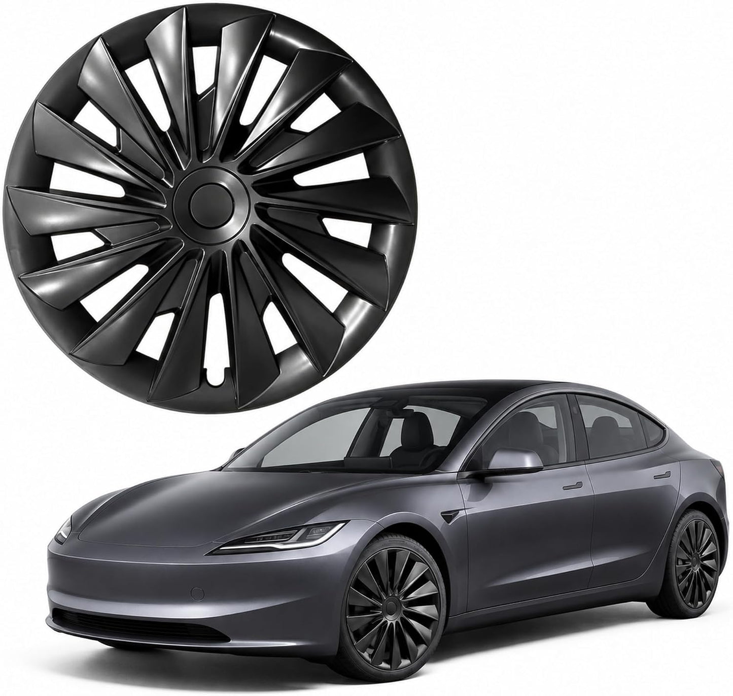 Lot de 4 Enjoliveurs 18 Pouces pour Tesla Model 3 Highland Premium 2023-2025 — Cache-Roues ABS