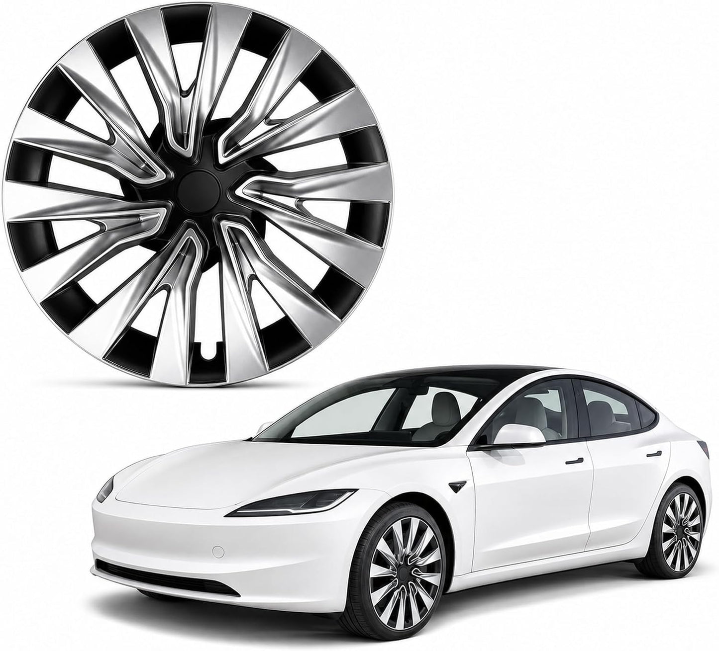 Lot de 4 Enjoliveurs 18 Pouces pour Tesla Model 3 Highland Premium 2023-2025 — Cache-Roues ABS